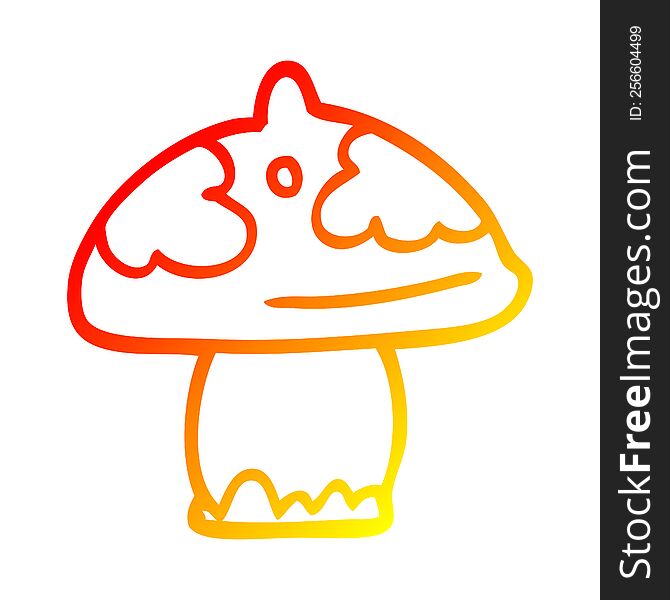 Warm Gradient Line Drawing Cartoon Mushroom