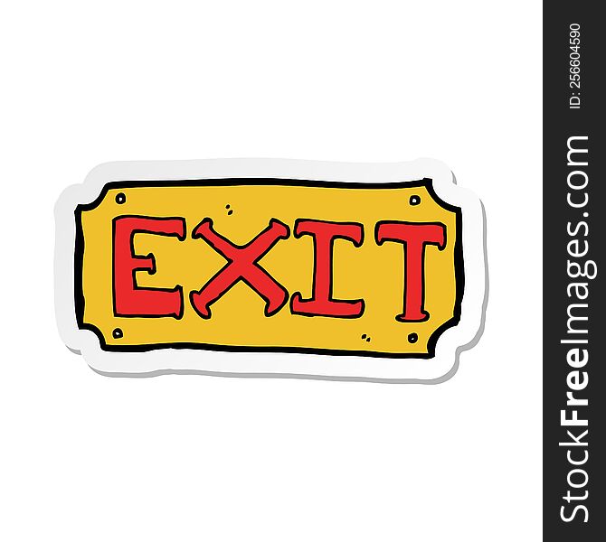 sticker of a cartoon exit sign