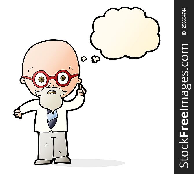 Cartoon Professor With Thought Bubble