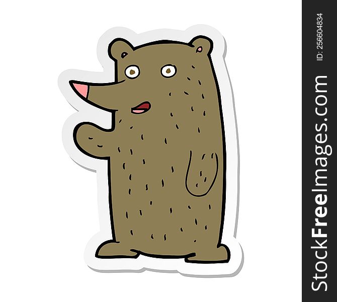 Sticker Of A Cartoon Waving Bear