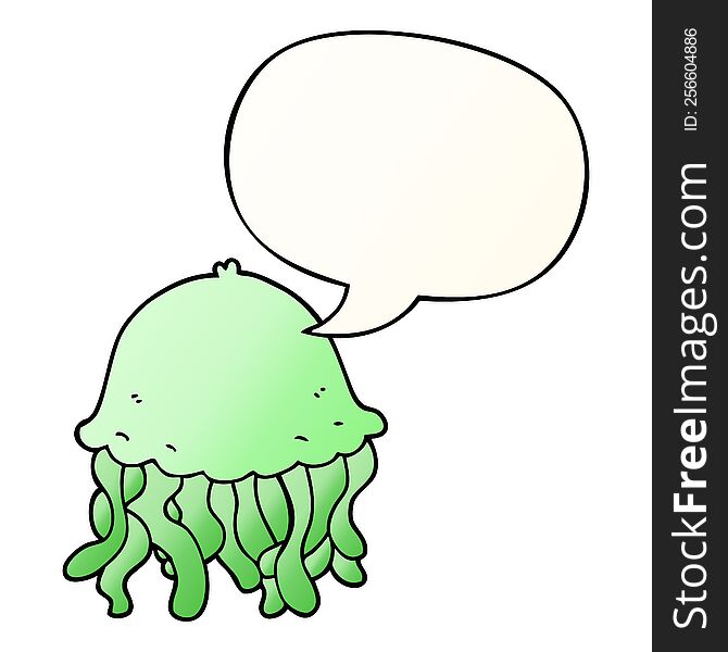 cartoon jellyfish with speech bubble in smooth gradient style