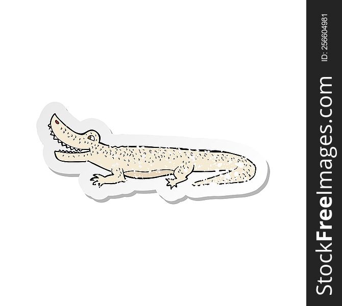 retro distressed sticker of a cartoon happy crocodile