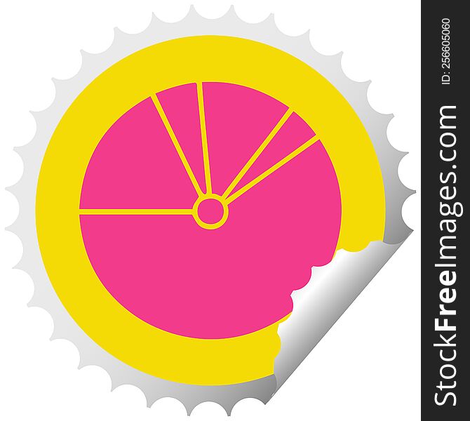 circular peeling sticker cartoon of a pie chart