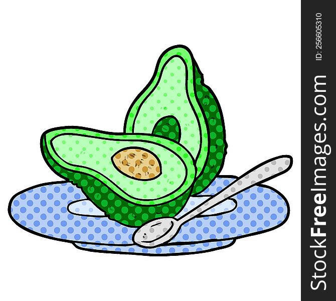 cartoon halved avocado. cartoon halved avocado