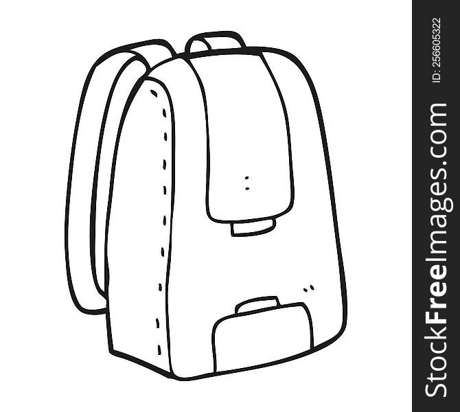 freehand drawn black and white cartoon bag