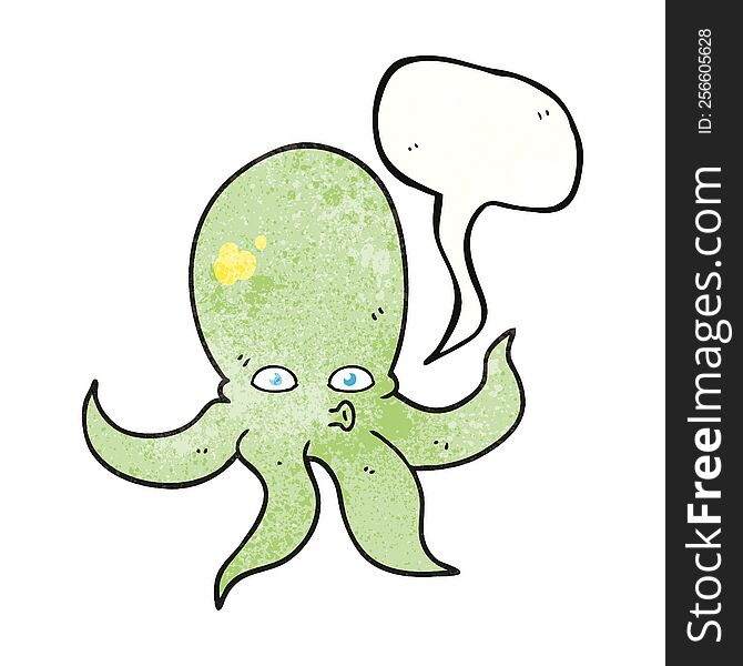 freehand speech bubble textured cartoon octopus
