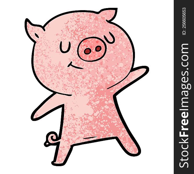 happy cartoon pig waving. happy cartoon pig waving