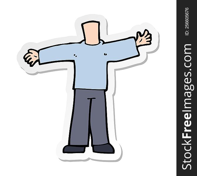 Sticker Of A Cartoon Body With Open Arms