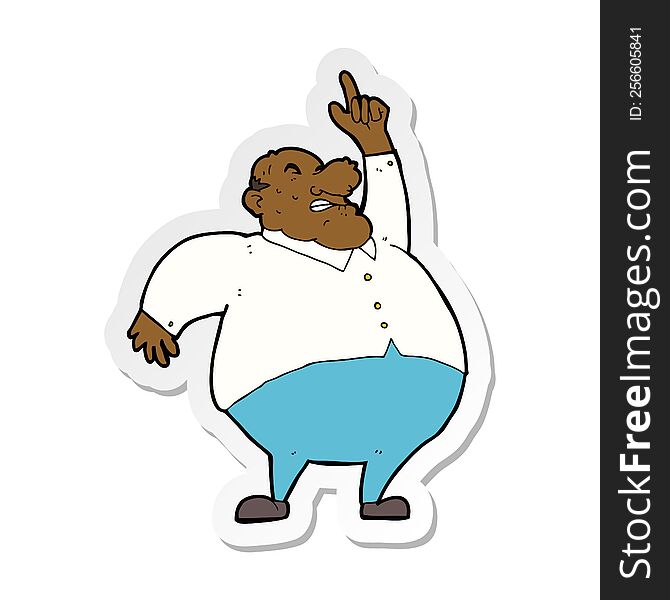 sticker of a cartoon big fat boss