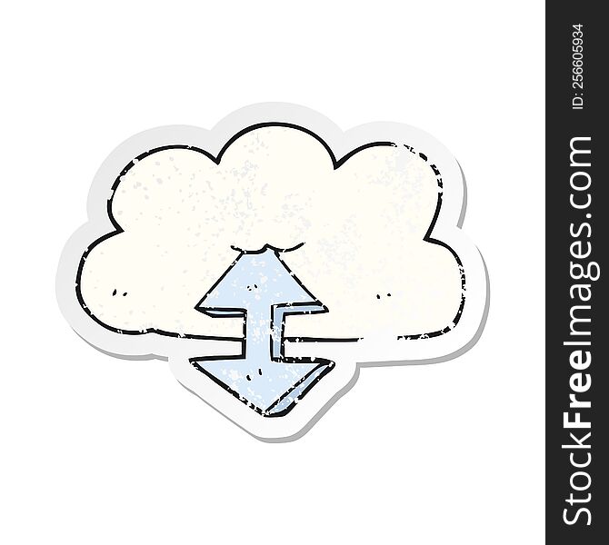 retro distressed sticker of a cartoon digital cloud