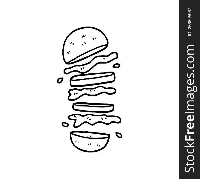 line drawing cartoon burger