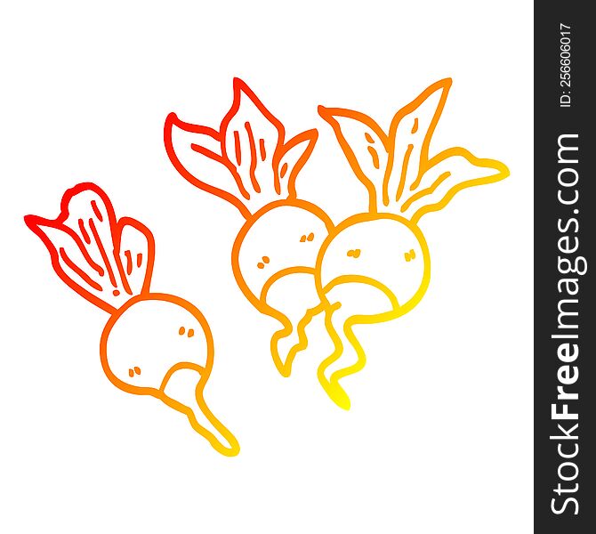Warm Gradient Line Drawing Cartoon Beetroot Plants