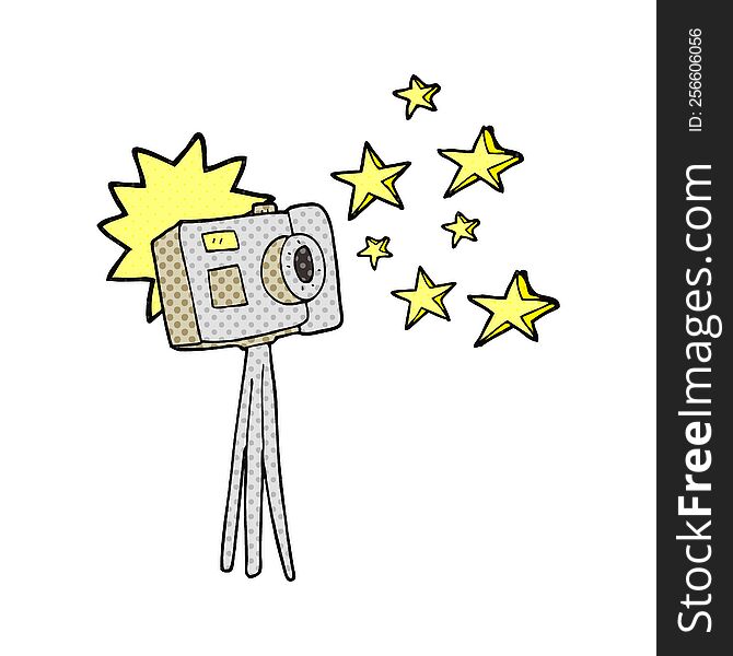 Cartoon Camera On Tripod With Flash