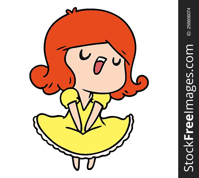 cartoon illustration of a cute singing kawaii girl. cartoon illustration of a cute singing kawaii girl