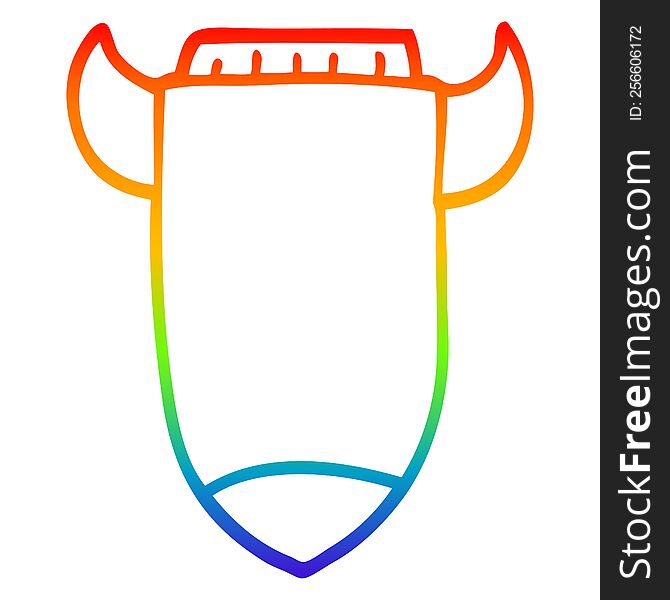 Rainbow Gradient Line Drawing Cartoon Space Rocket