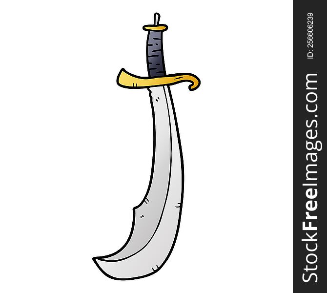 cartoon curved sword. cartoon curved sword