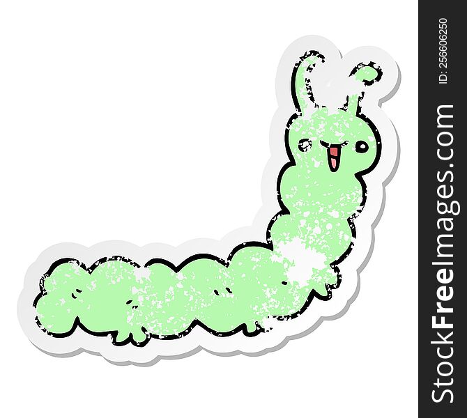 distressed sticker of a cartoon caterpillar