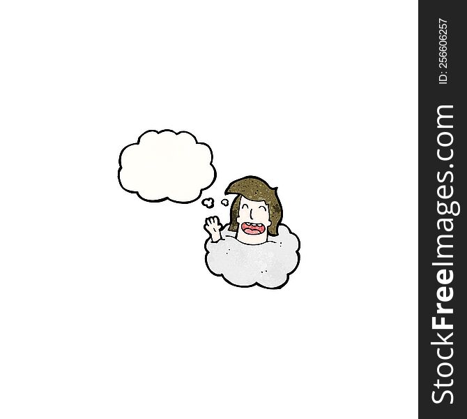 Cartoon Man S Head In Cloud