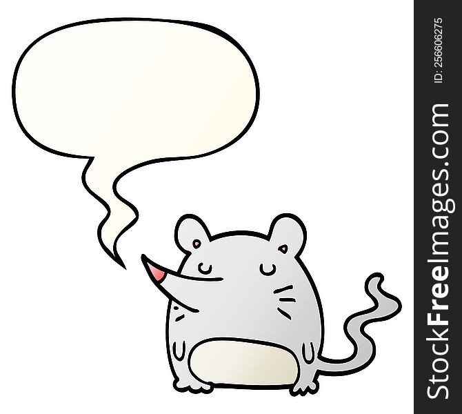 Cartoon Mouse And Speech Bubble In Smooth Gradient Style