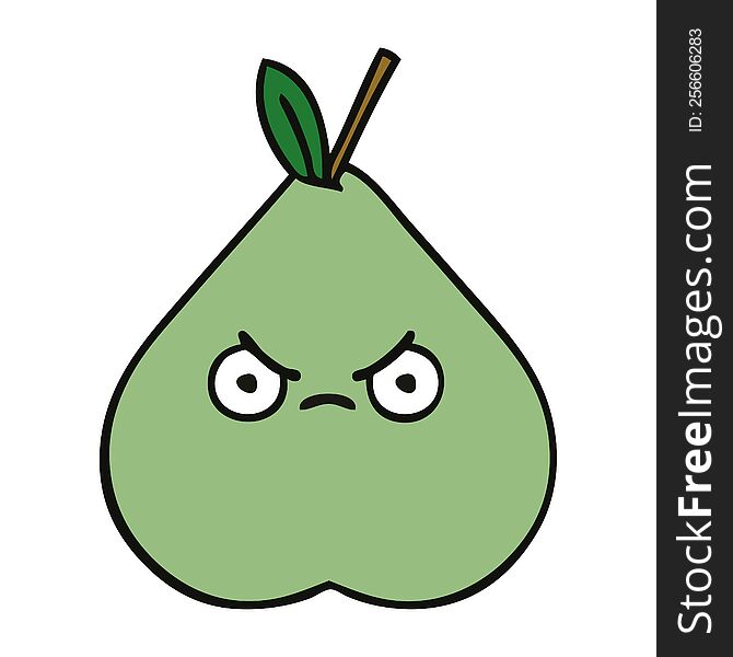 cute cartoon of a green pear. cute cartoon of a green pear