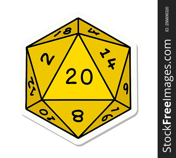 natural 20 D20 dice roll sticker