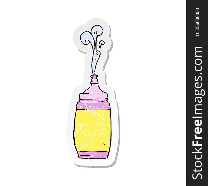 retro distressed sticker of a cartoon water bottle