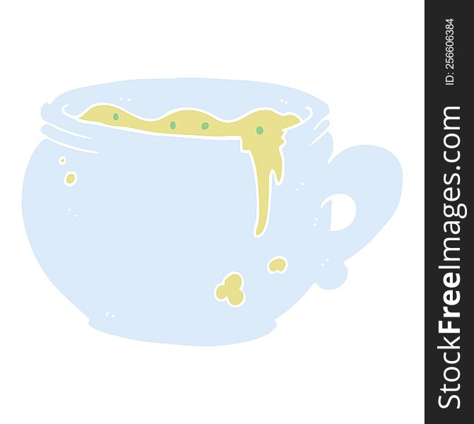 Flat Color Illustration Of A Cartoon Mug Of Soup