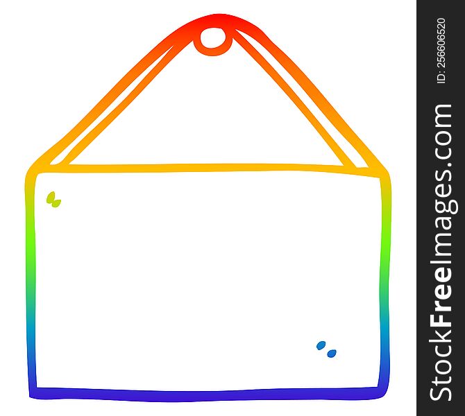 rainbow gradient line drawing of a cartoon blank sign