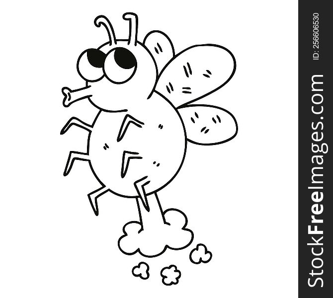 Quirky Line Drawing Cartoon Fly
