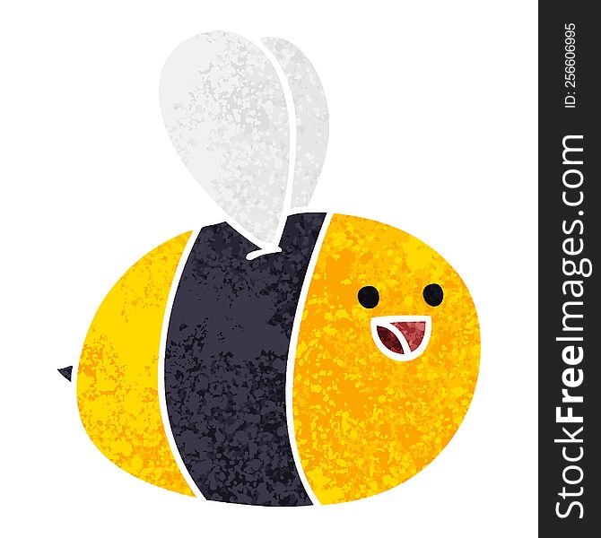 Quirky Retro Illustration Style Cartoon Bumblebee