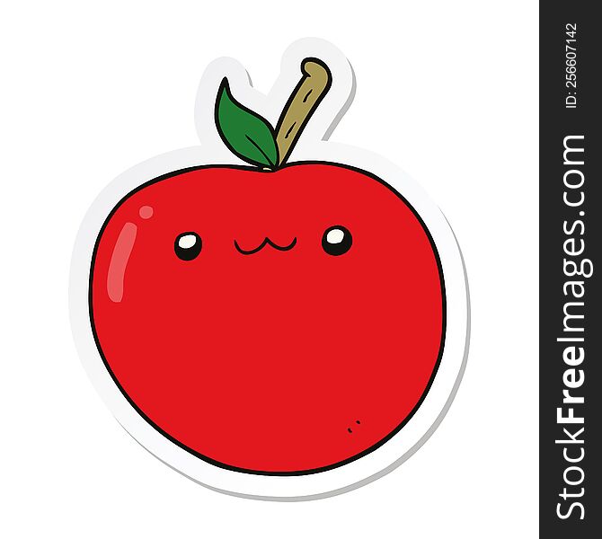 sticker of a cartoon cute apple