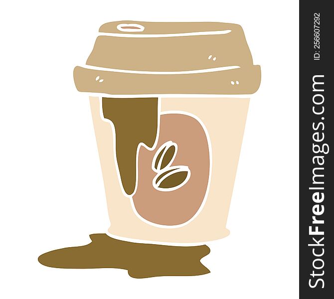 Messy Coffee Cup Flat Color Style Cartoon