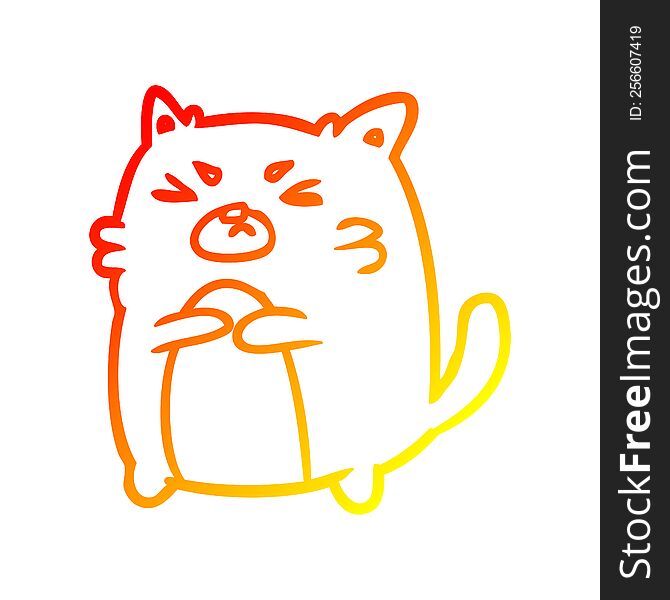 Warm Gradient Line Drawing Angry Cat