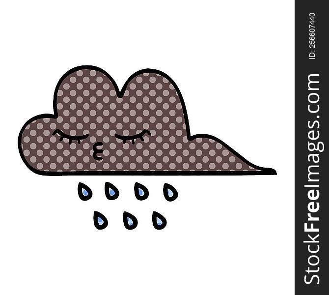 comic book style cartoon of a storm rain cloud