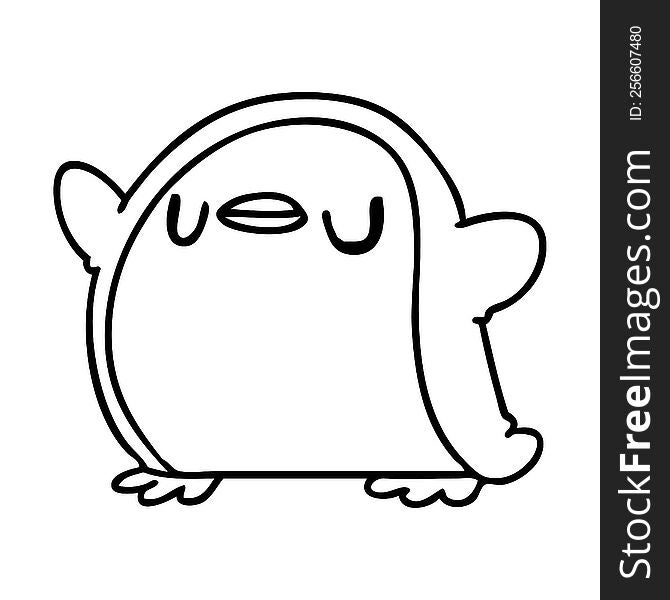 line drawing illustration kawaii of a cute penguin. line drawing illustration kawaii of a cute penguin