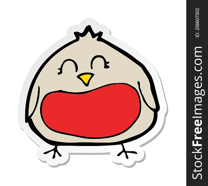 Sticker Of A Funny Cartoon Christmas Robin
