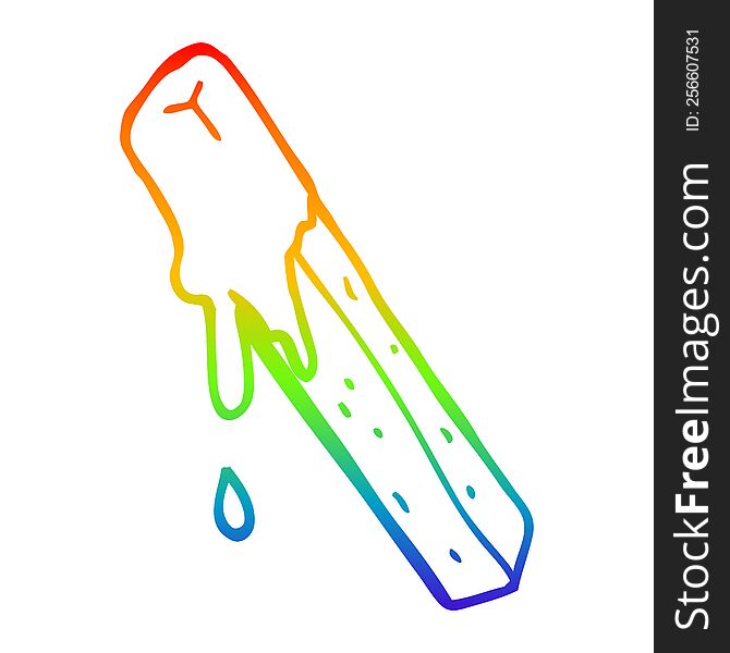 rainbow gradient line drawing of a cartoon dipped fry