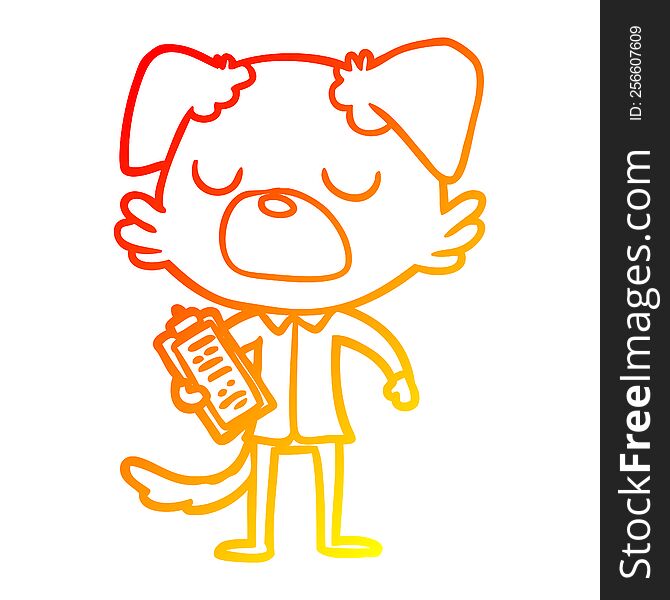 warm gradient line drawing of a cartoon dog manager
