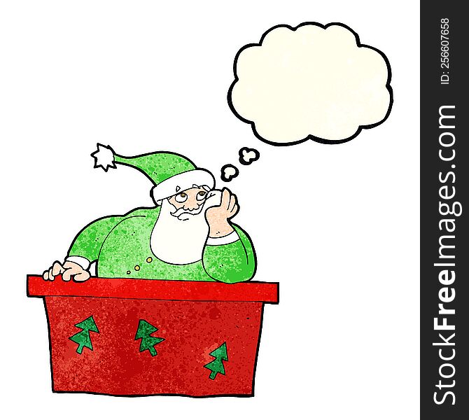 Cartoon Bored Santa Claus With Thought Bubble