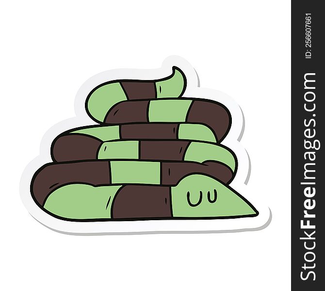 Sticker Of A Cartoon Sleepy Snake