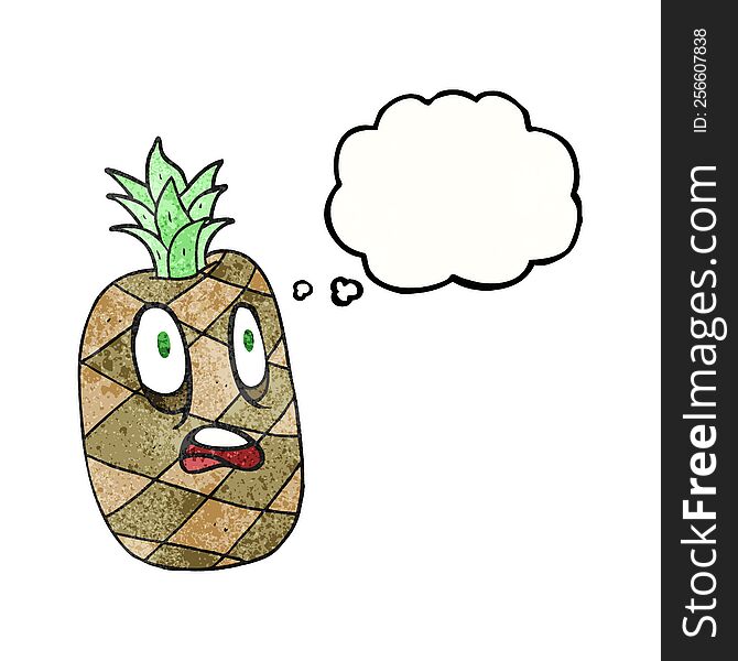 freehand drawn thought bubble textured cartoon pineapple