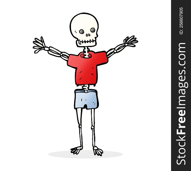 cartoon skeleton in clothes