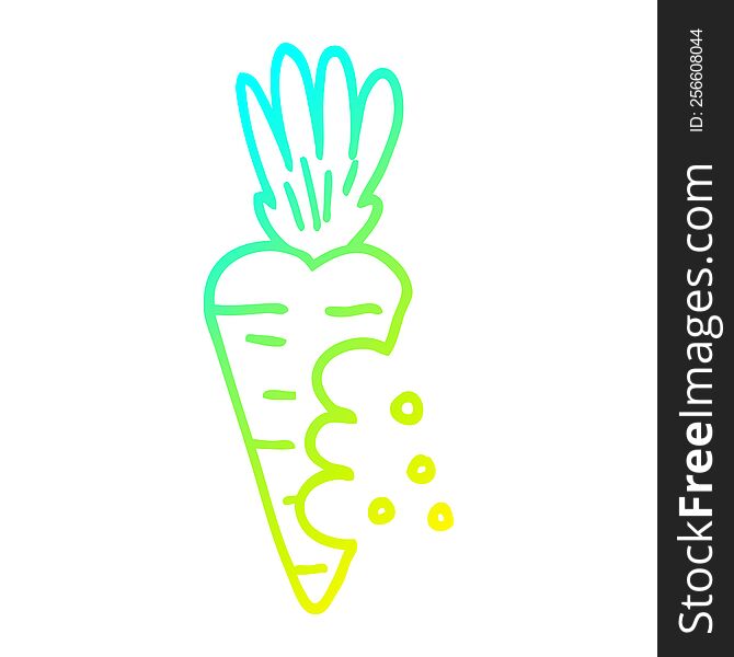Cold Gradient Line Drawing Cartoon Carrot With Bite Marks