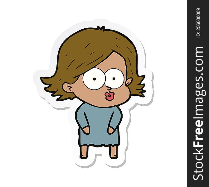 Sticker Of A Cartoon Girl Pouting