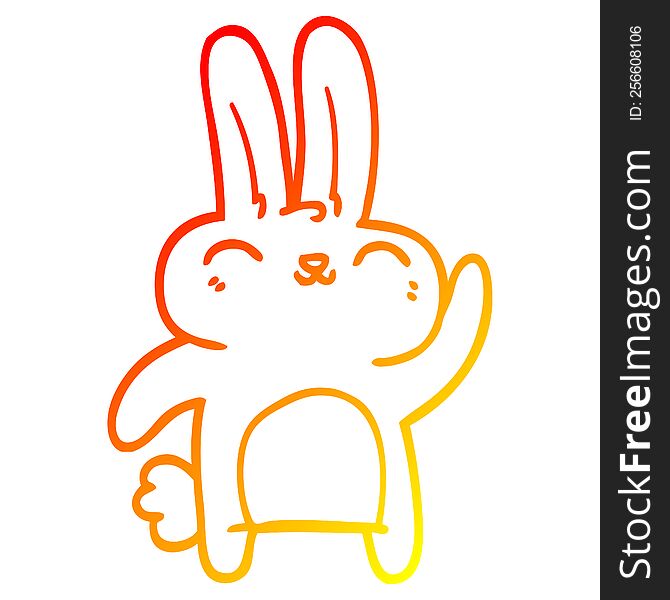 Warm Gradient Line Drawing Cartoon Happy Bunny