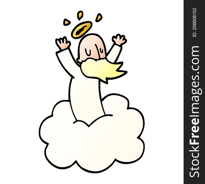 cartoon doodle god on cloud