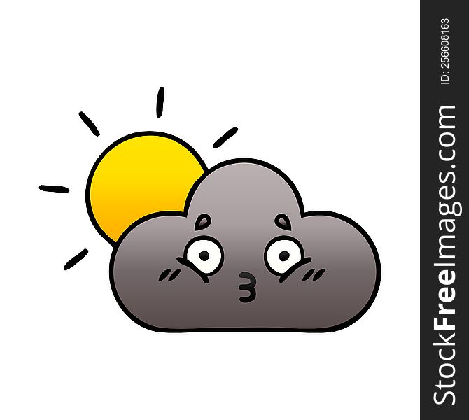 Gradient Shaded Cartoon Storm Cloud And Sun