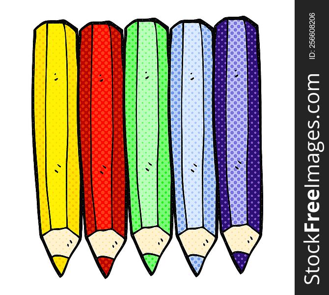 Comic Book Style Cartoon Color Pencils