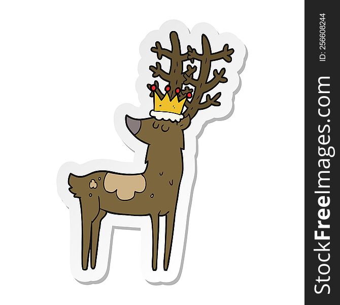 Sticker Of A Cartoon Stag King