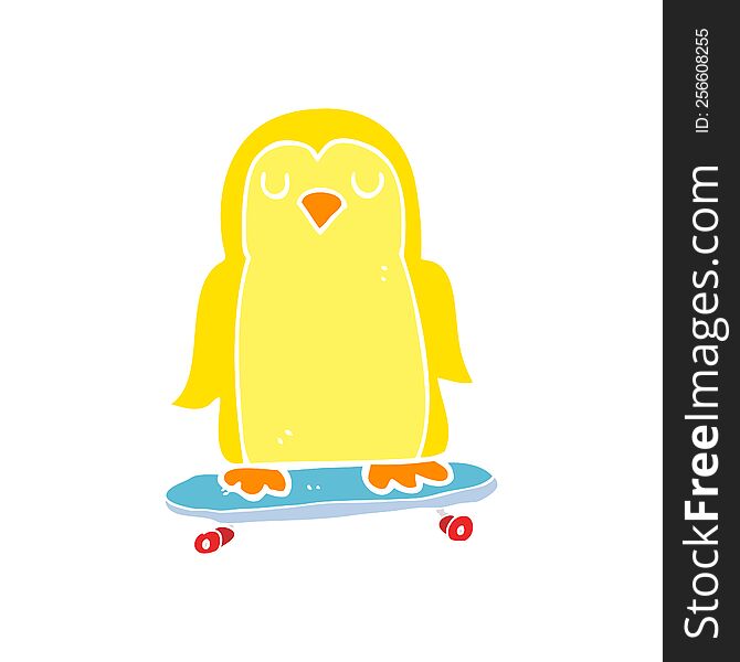 flat color illustration of bird on skateboard. flat color illustration of bird on skateboard